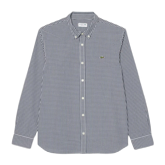 Camicia Uomo Lacoste A Quadri In Popeline Regular Fit Bianco/Blu
