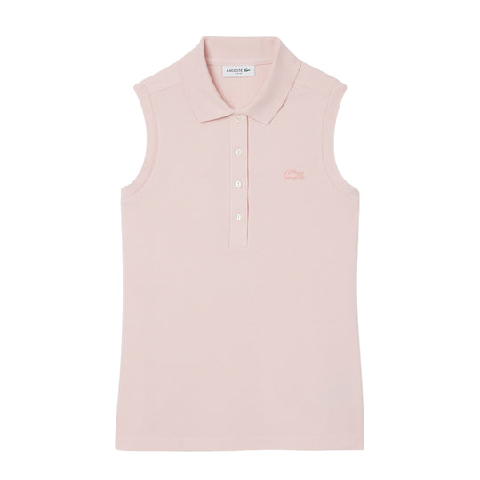 Damen Polo Lacoste Slim Fit Ärmellos Elastisch L.12.D Rosa