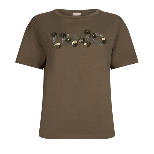 T-Shirt Donna Liu-Jo M/M Paillettes+Strass Verde