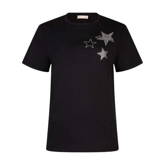 T-Shirt Donna Liu-Jo Ricamo Borchie Nero