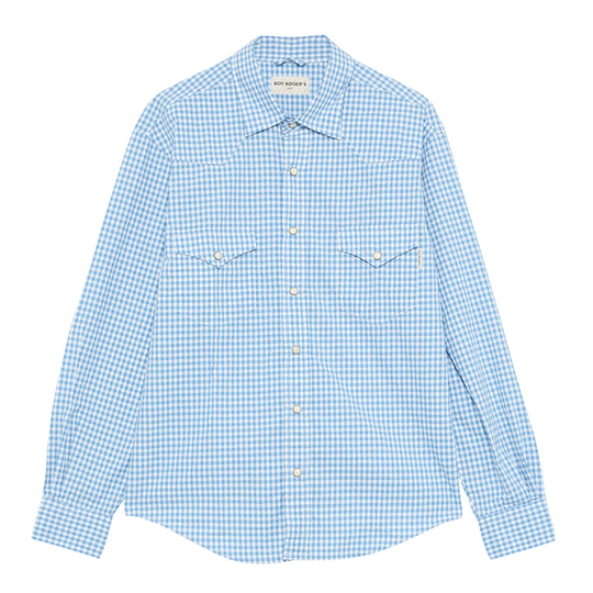 Damen-Hemd Roy Roger'S Marty Vichy Western Weiß/Himmelblau
