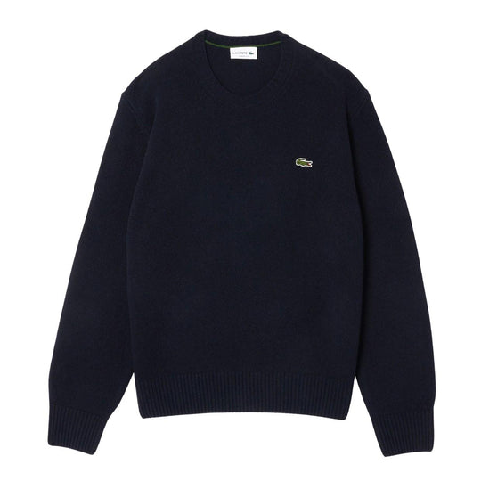 Maglione Uomo Lacoste Girocollo Lana Cardata Blu
