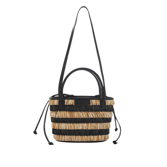 Women's Bag Manila Grace Mini Shopping Raffia Rope/Black