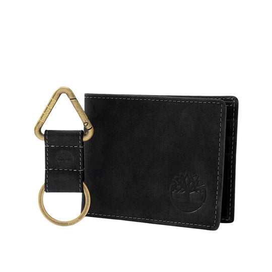 Heren Portemonnee Timberland Billfold Wallet & Key Fob Zwart