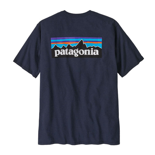 Heren T-shirt Patagonia P-6 Logo Responsibili-Tee Navy Blauw