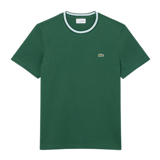 T-shirt Uomo Lacoste Colletto Rigato Verde