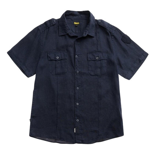Camicia Uomo Blauer Maniche Corte Benson Blu