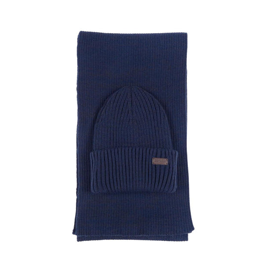 Gift Set Uomo Barbour Cappello+Sciarpa Crimdon Blu Navy