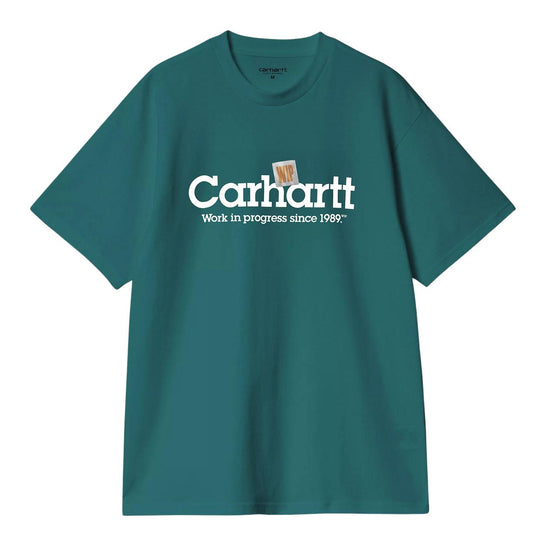 T-shirt Uomo Carhartt WIP S/S Label Script Verde / Bianco