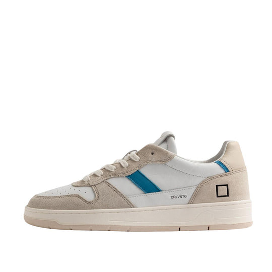 Heren sneakers D.A.T.E. Court 2.0 Vintage Calf Wit / Blauw