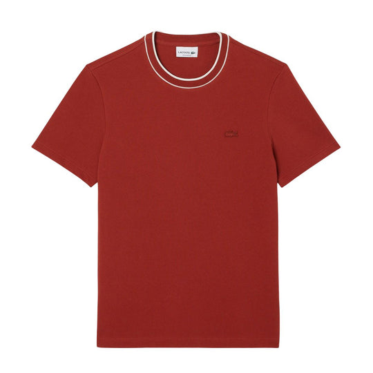 T-shirt Uomo Lacoste Colletto Righe Mattone