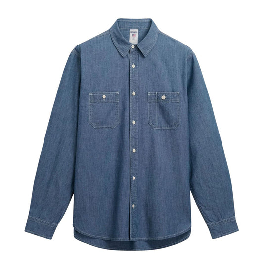 Men's Shirt Sebago Sheetband Chambray Indigo Blue