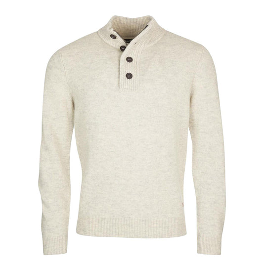 Maglione Uomo Barbour Essential Half Patch Zip Panna