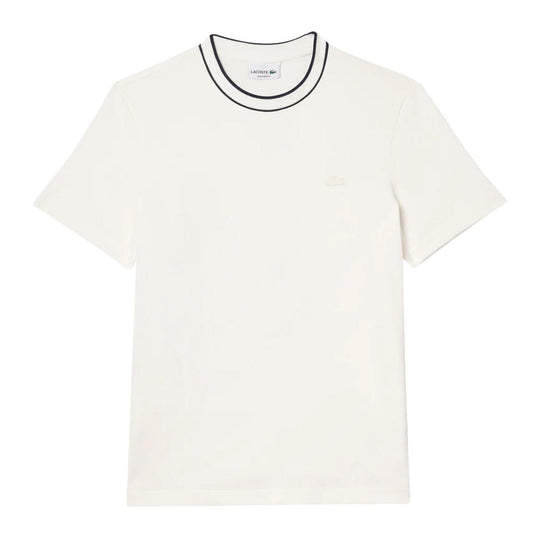 T-shirt Uomo Lacoste Colletto Righe Bianco