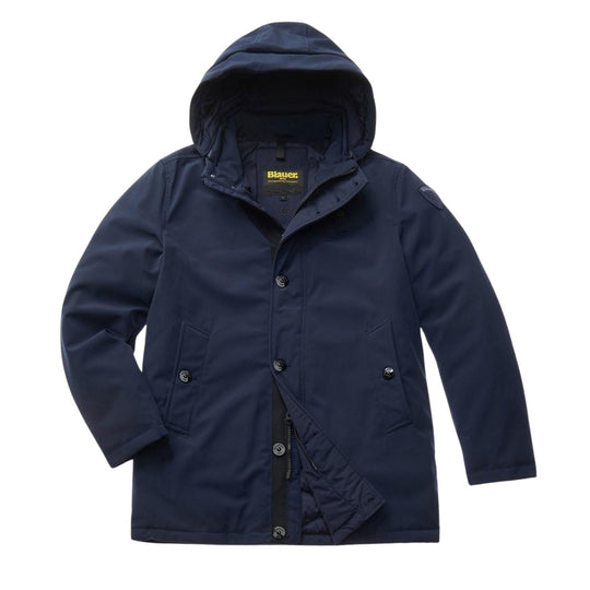 Heren Parka Blauer Chester Afneembare Capuchon Blauw