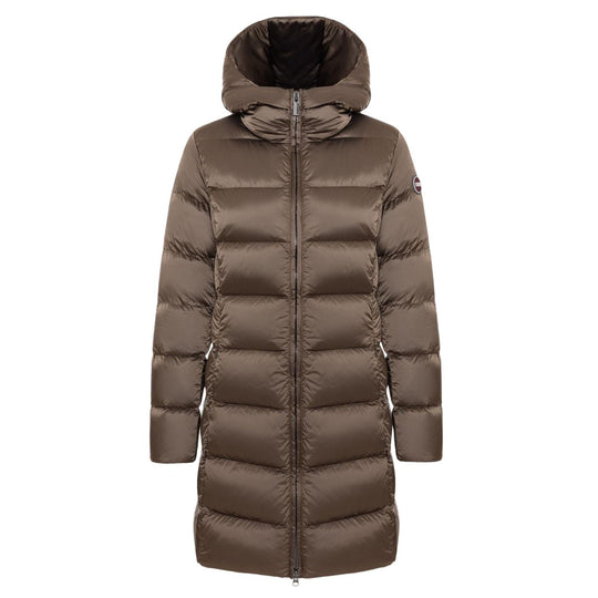 Dames Donsjack Colmar Lang Met Capuchon 180 Gram Taupe