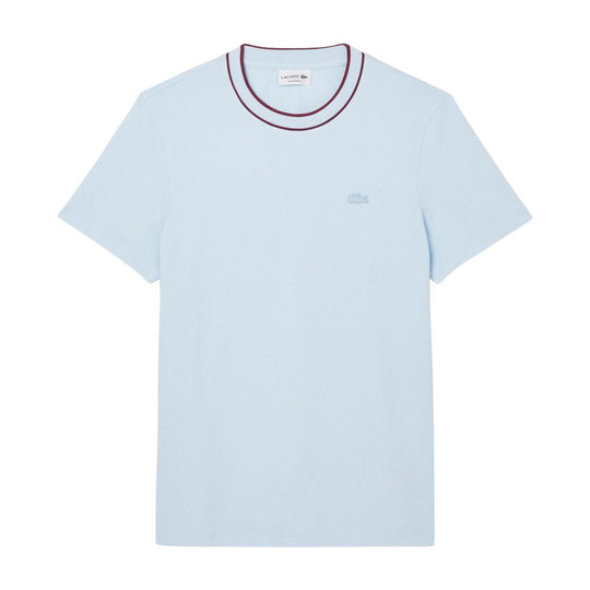 T-shirt Uomo Lacoste Colletto Righe Celeste