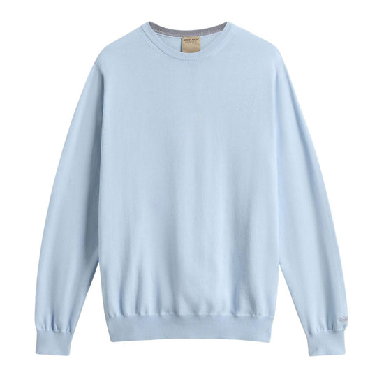 Herrenpullover Woolrich Logo Cotton Crew Nack Hellblau