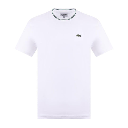 T-shirt Uomo Lacoste Colletto Rigato Bianco