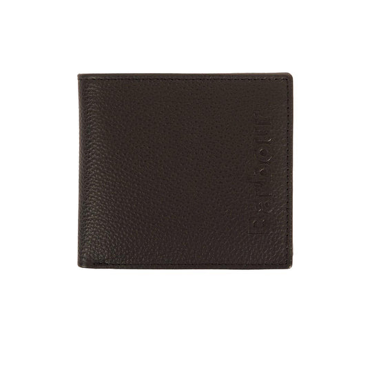 Heren portemonnee Barbour Logo Leather Bilfold Zwart