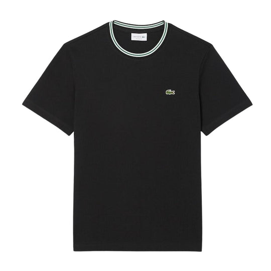T-shirt Uomo Lacoste Colletto Rigato Nero