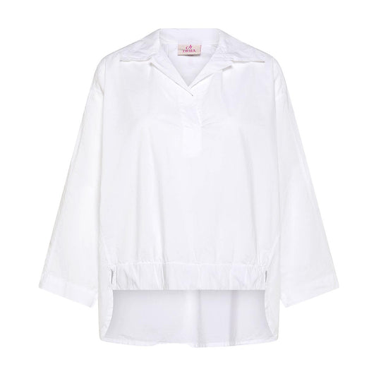 Damen-Poloshirt Deha mit Fallschirm-Effekt Weiß