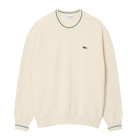 Maglione Uomo Lacoste A Righe Bianco Panna