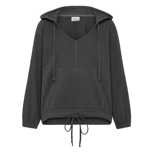 Felpa Donna Deha Con Cappuccio Dettagli In Satin Nero